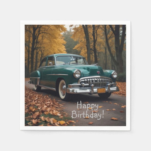 Antique Green Car Napkin (Front)