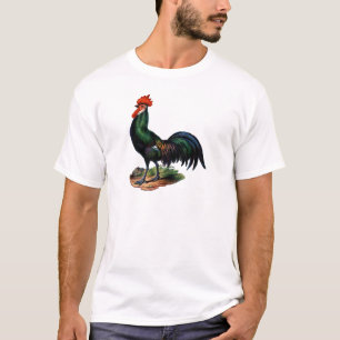 Antique Green Feathers Rooster T-Shirt