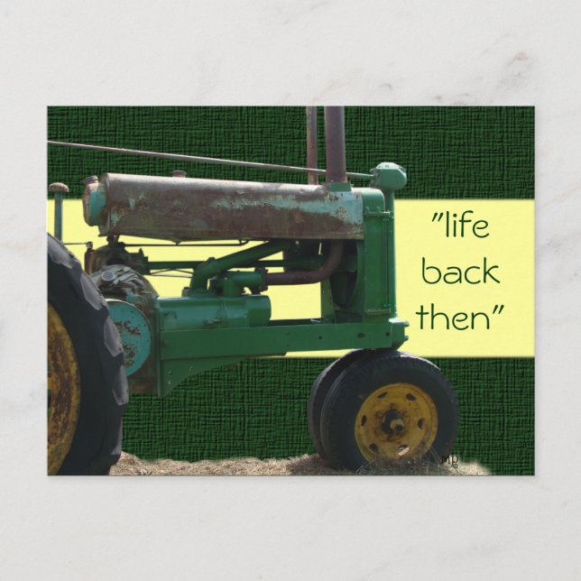Antique Green Tractor postcard- customise Postcard (Front)