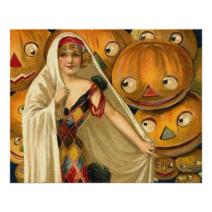 Antique Halloween Jack O Lantern Poster