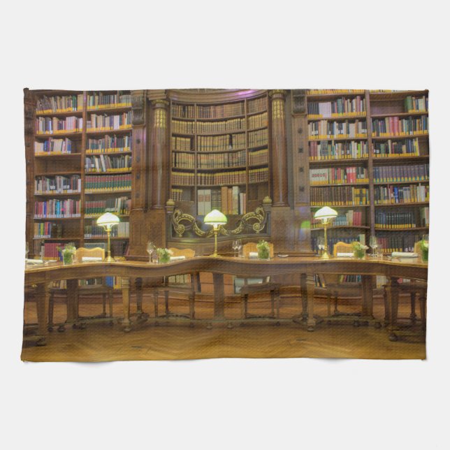 Antique Historical Library Tea Towel (Horizontal)