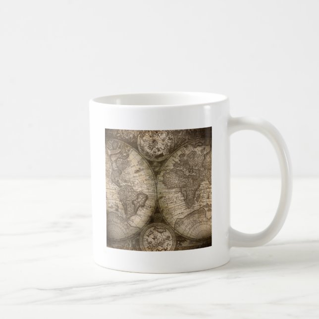 Antique Historical Old World Atlas Map Continents Coffee Mug (Right)
