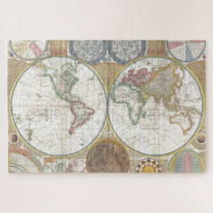 Antique Historical Old World Atlas Map Continents Jigsaw Puzzle