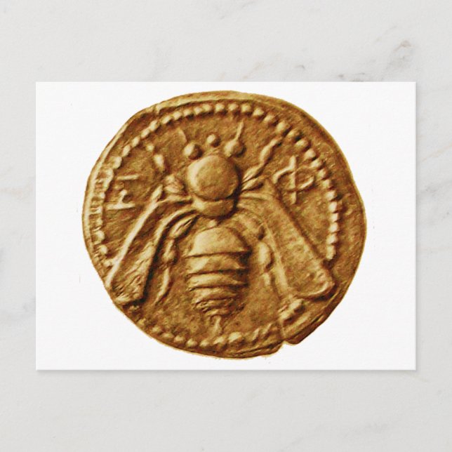 ANTIQUE HONEY BEE COIN POSTCARD (Front)