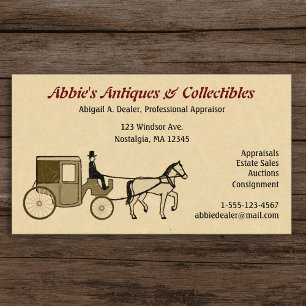 Antique Horse Drawn Carriage   Vintage Style Business Card