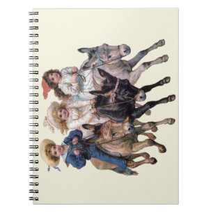 Antique horse pony children art spiral notebook