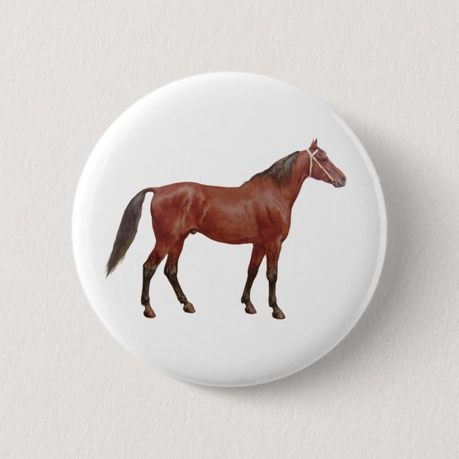 Antique Horses - Thoroughbred 6 Cm Round Badge (Front)