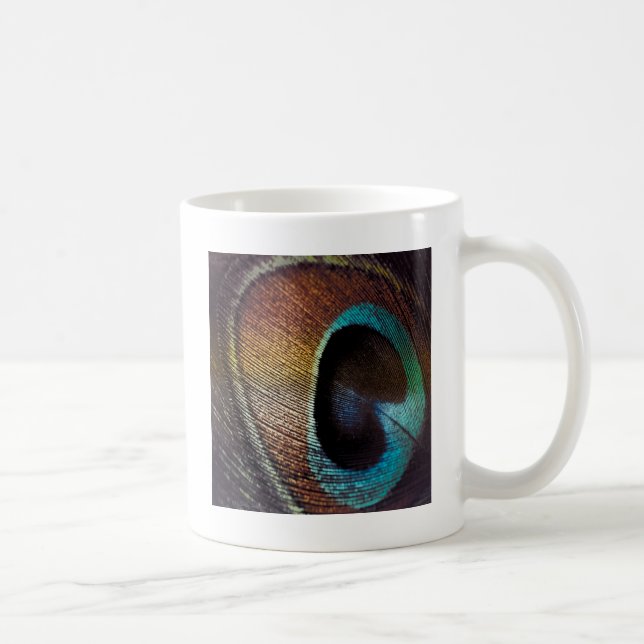 Antique Hues Peacock Feather Eye Coffee Mug (Right)