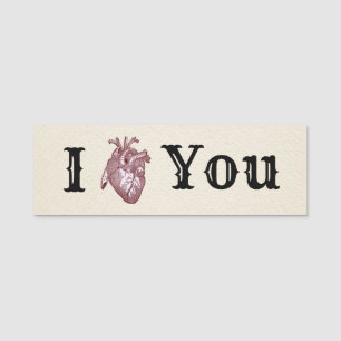 Antique I Heart You Name Tag