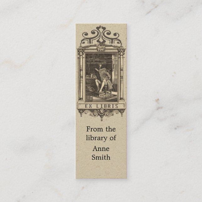Antique Illustration Bookmark Mini Business Card (Front)