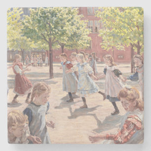 Antique Impressionist Sun Drenched Park Art Stone Coaster