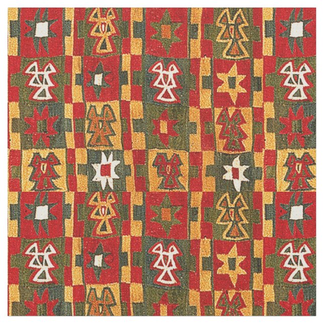 Antique Inca Tribal Star Pattern Print Fabric (Close Up)