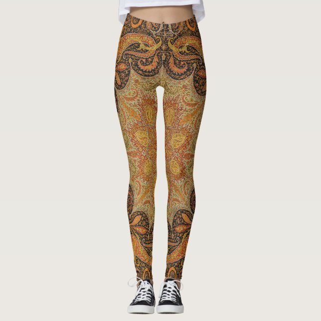 Antique Indian Boteh Pattern Leggings (Front)