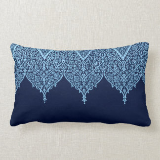 Antique Indian Pattern Blue Floral Vintage Zen Lumbar Cushion