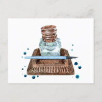 Antique Inkwell Postcard