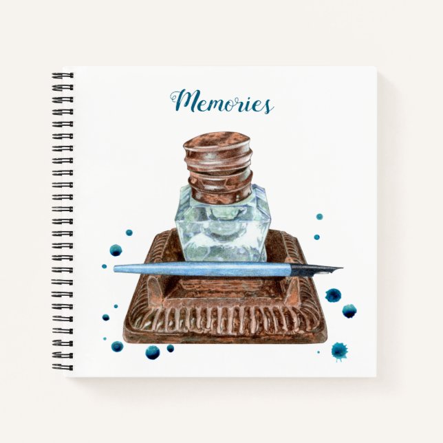 Antique Inkwell Spiral Notebook (Front)