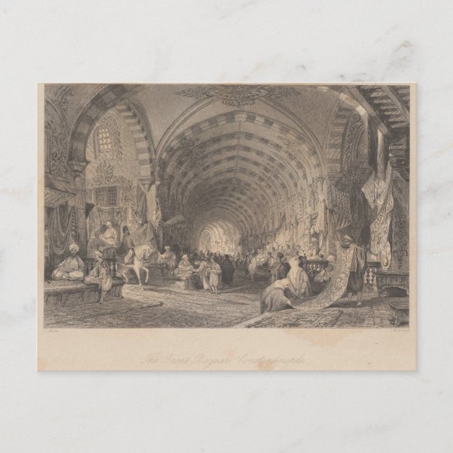 Antique Istanbul Constantinople Great Bazar Postcard (Front)