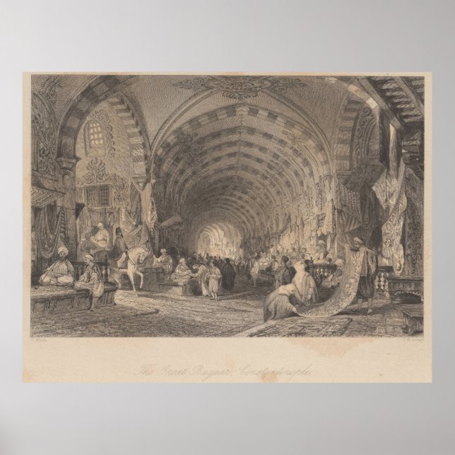 Antique Istanbul Constantinople Great Bazar Poster (Front)