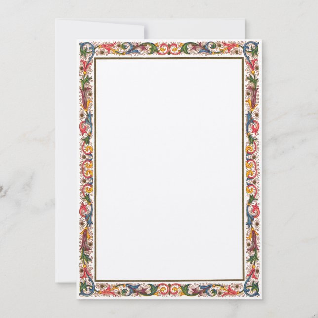 Antique Italian Border 5 x 7 Wedding Invitation (Front)