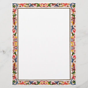 Antique Italian Floral Border Stationery