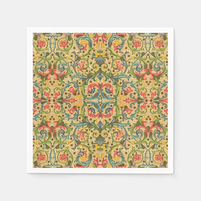 Antique Italian Leaf and Vine Napkin (Front)