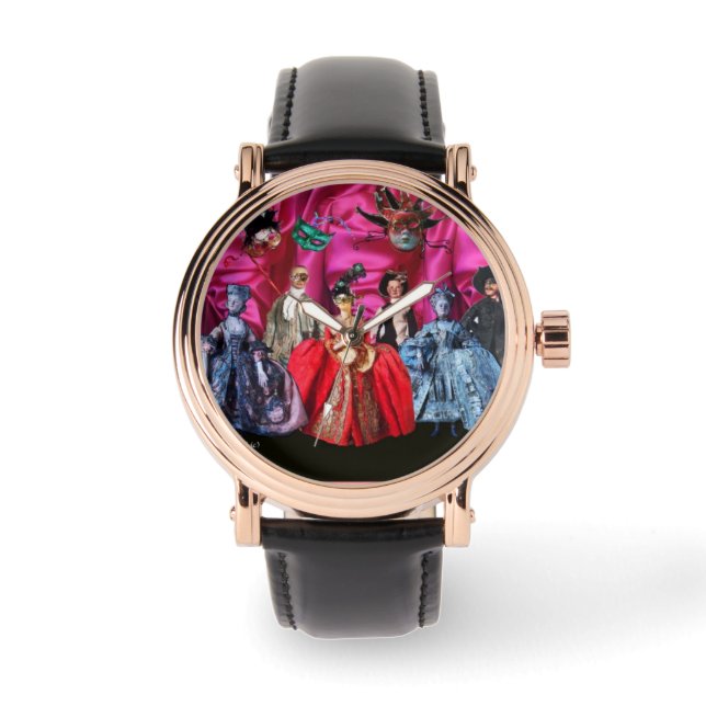 ANTIQUE ITALIAN PUPPETS AND MASKS MASQUERADE PARTY WATCH (Front)