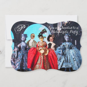 ANTIQUE ITALIAN PUPPETS MASQUERADE COSTUME PARTY INVITATION