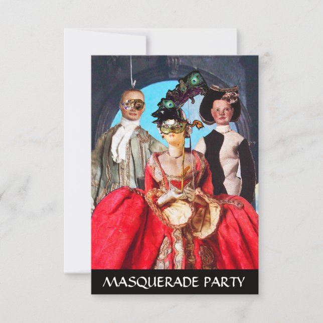 ANTIQUE ITALIAN PUPPETS MASQUERADE COSTUME PARTY INVITATION (Front)