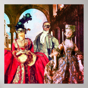ANTIQUE ITALIAN PUPPETS MASQUERADE COSTUME PARTY POSTER