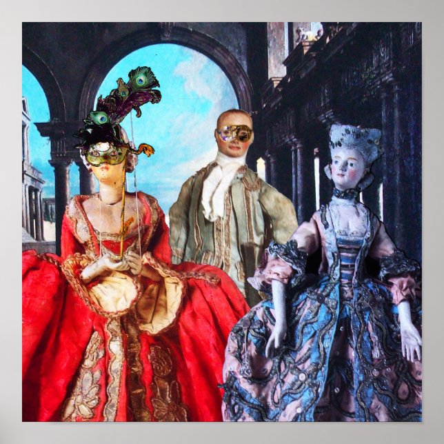 ANTIQUE ITALIAN PUPPETS MASQUERADE COSTUME PARTY POSTER (Front)