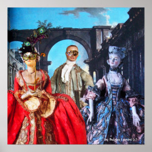 ANTIQUE ITALIAN PUPPETS MASQUERADE COSTUME PARTY POSTER