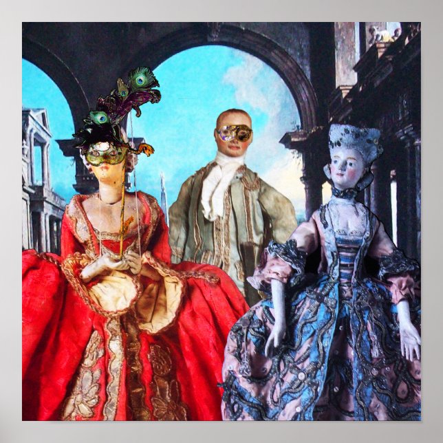 ANTIQUE ITALIAN PUPPETS MASQUERADE COSTUME PARTY POSTER (Front)