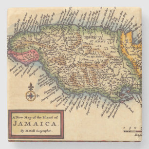 Antique Jamaica Map Stone Coaster