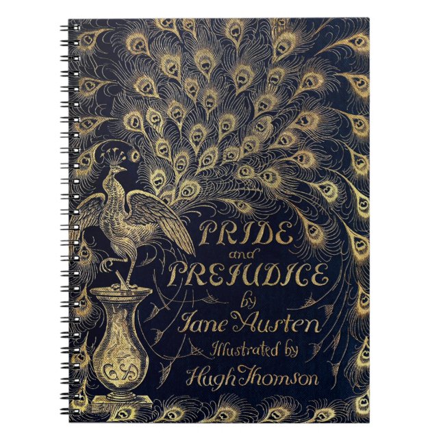 Antique Jane Austen Pride and Prejudice Peacock Notebook (Front)