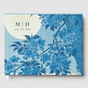 Antique Japanese Blue Cherry Blossom Guest Book