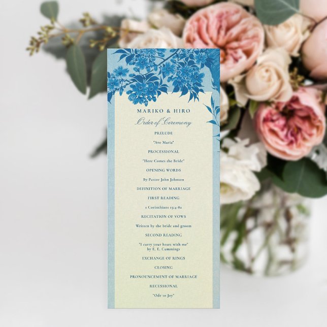 Antique Japanese Blue Cherry Blossom Wedding  Programme (Creator Uploaded)