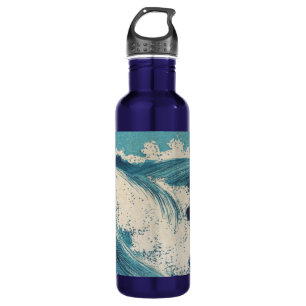 Antique Japanese Blue Waves Ocean Print 710 Ml Water Bottle