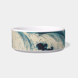 Antique Japanese Blue Waves Ocean Print Bowl