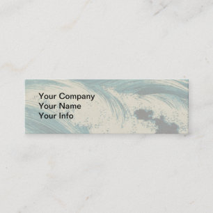 Antique Japanese Blue Waves Ocean Print Mini Business Card