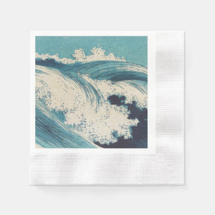 Antique Japanese Blue Waves Ocean Print Napkin