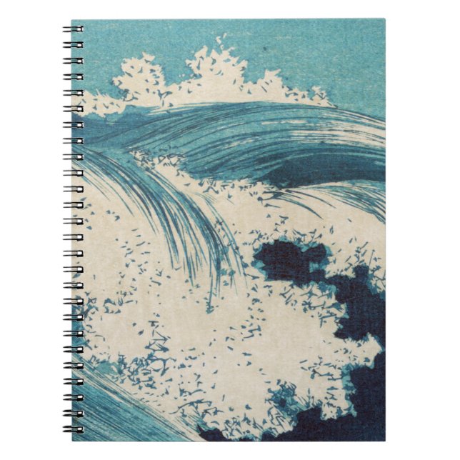 Antique Japanese Blue Waves Ocean Print Notebook (Front)