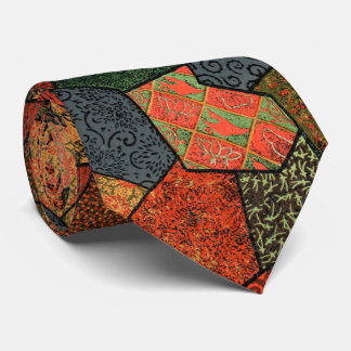 ANTIQUE JAPANESE FLOWERS,LEAVES ,GEOMETRIC FLORAL TIE