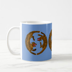 Antique Japanese Folk Art Tigers Coffee Mug