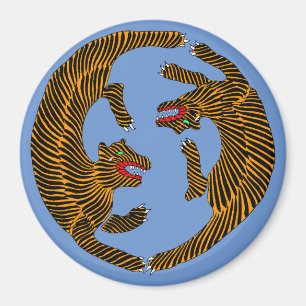 Antique Japanese Folk Art Tigers Magnet