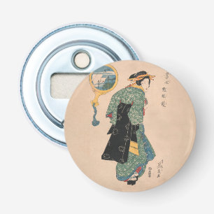 Antique Japanese Kimono Woman Ukiyo-e Woodblock Bottle Opener