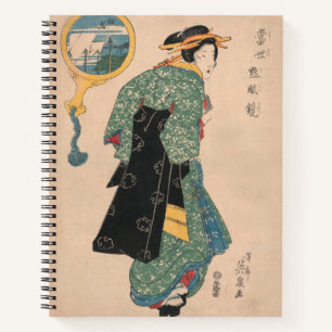 Antique Japanese Kimono Woman Ukiyo-e Woodblock Notebook