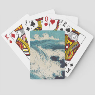 Antique Japanese Woodblock Blue Ocean Waves Print Playing Cards
