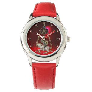 ANTIQUE JEWEL ,GEMSTONES ,KNIGHT ON THE HORSE Red Watch