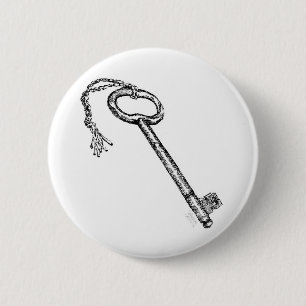 Antique Key 6 Cm Round Badge