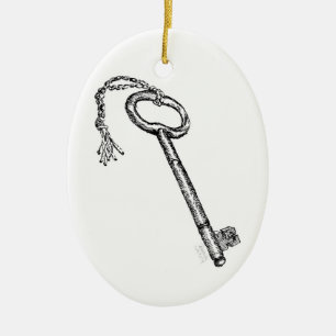 Antique Key Ceramic Tree Decoration